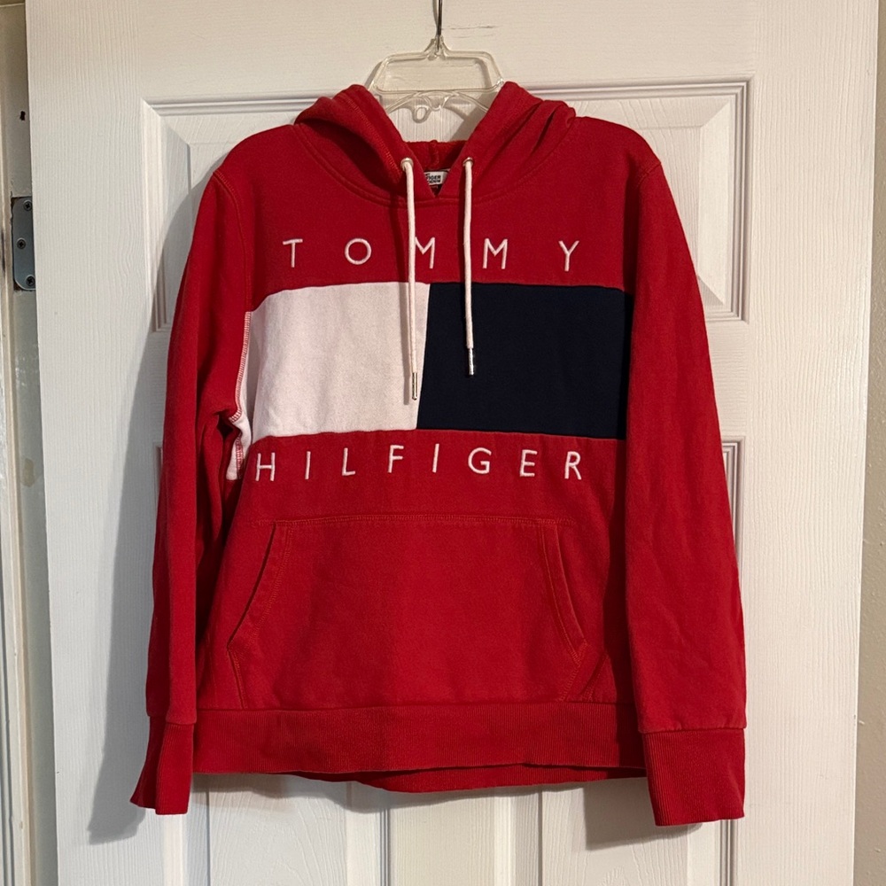 Tommy Hilfiger Red and Navy Hoodie